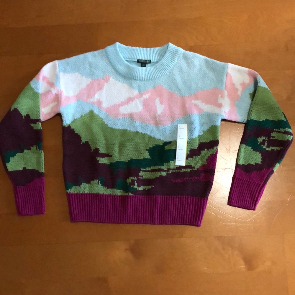 Women’s Wild Fable Blue Landscape Sweater size S NWT